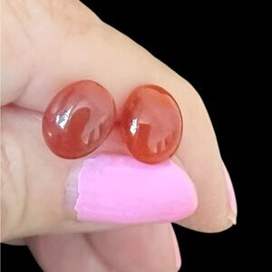 Oval Carnelian Gemstone Stud Earrings silver toy